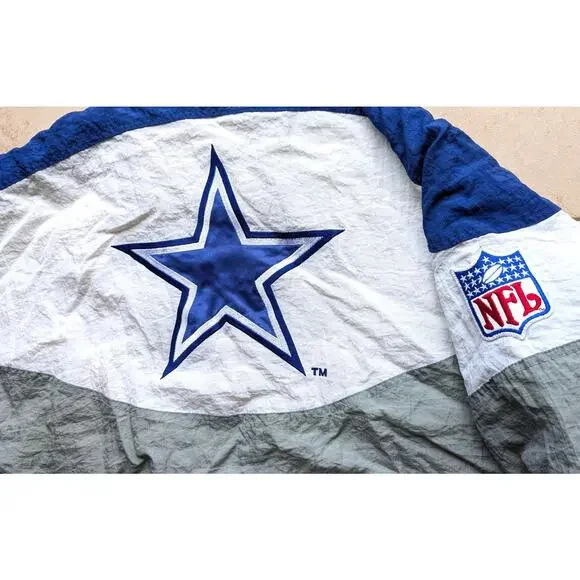 Dallas Cowboys 1993 APEX puffer Wave jacket zip M blue silver NFL Pro Line vtg - Picture 3 of 10